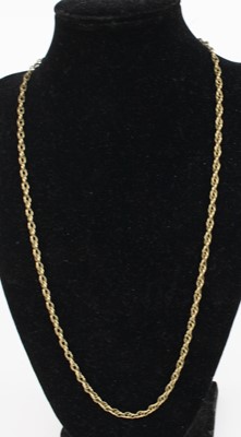 Lot 384e - A 9ct gold long necklace, 10.1g, 55cm