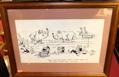 Lot 1133 - Anne Spano - Satirical ink drawing; together...