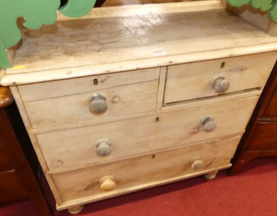 Lot 1246 - A Victorian pine low chest of two short over...