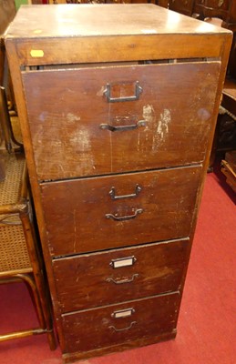 Lot 1251 - A 1930s stained plywood four drawer office...