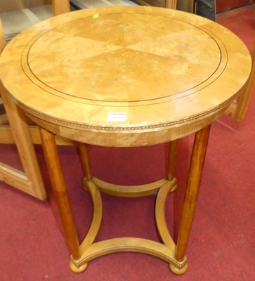 Lot 1289 - A satin birch and inlaid circular lamp table...