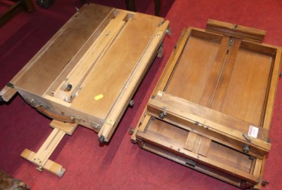 Lot 1291 - Two vintage beech travelling artist's easels