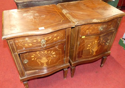 Lot 1292 - A pair of Dutch mahogany and floral satinwood...