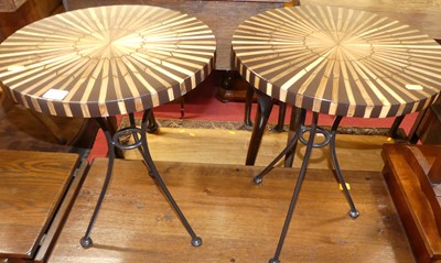 Lot 1295 - A pair of contemporary specimen wood radial...