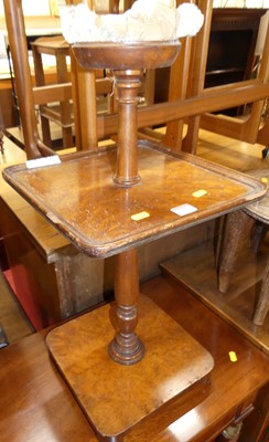 Lot 1298 - A figured walnut tiered smoker's stand, height...