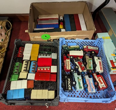 Lot 670 - Three boxes of diecast model vehicles, to...