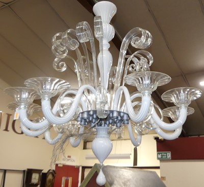 Lot 1313 - A large Murano white and clear glass...