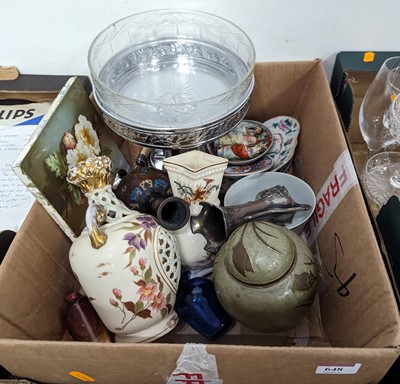 Lot 648 - Mixed ceramics, glassware and metalware, to...