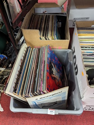 Lot 609 - Two boxes of vintage records, to include Paul...