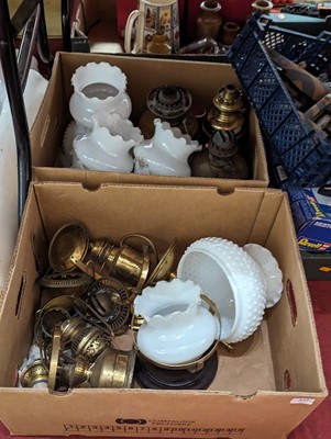 Lot 633 - A collection of Victorian and later oil lamp...