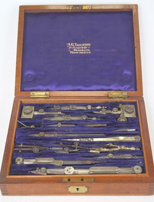 Lot 444 - A 19th century cased set of drawing...