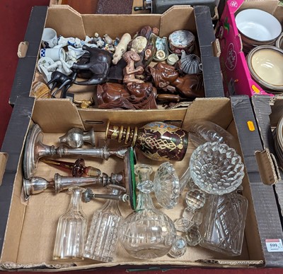 Lot 599 - Two boxes of miscellaneous items, to include a...