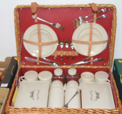 Lot 405 - A mid 20th century picnic set, four place...