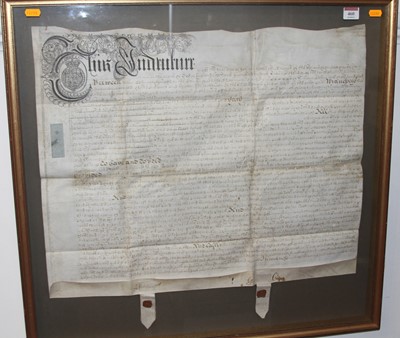 Lot 460 - An early 18th century handwritten indenture...