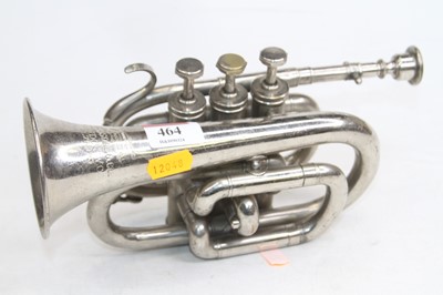 Lot 464 - A Bessons & Co. chrome plated cornet, length 24cm