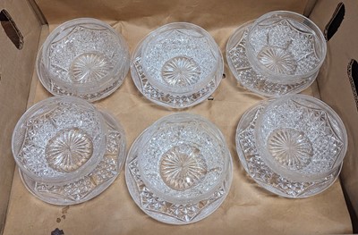 Lot 590 - A set of six cut glass bowls and saucers