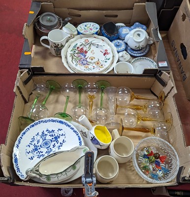 Lot 583 - Two boxes of glassware and ceramics, to...