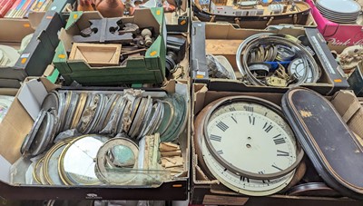 Lot 573 - Five boxes of antique clock parts, to include...