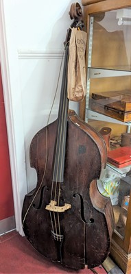 Lot 554 - A double bass with bow, h.195cm (a/f)