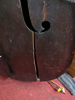 Lot 554 - A double bass with bow, h.195cm (a/f)