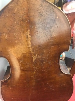 Lot 554 - A double bass with bow, h.195cm (a/f)
