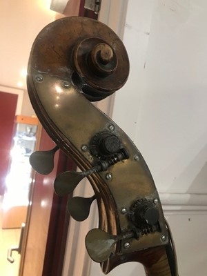 Lot 554 - A double bass with bow, h.195cm (a/f)
