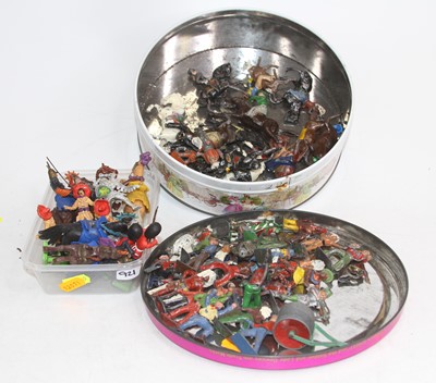 Lot 484 - A collection of playworn painted metal figures,...