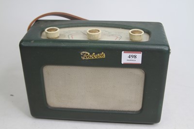 Lot 498 - A vintage Roberts radio, having green clad...