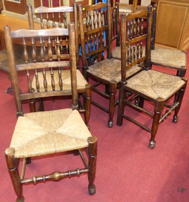 Lot 1328 - A set of four early 20th century elm and beech...