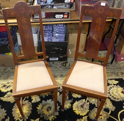 Lot 1377 - A pair of Edwardian mahogany and satinwood...