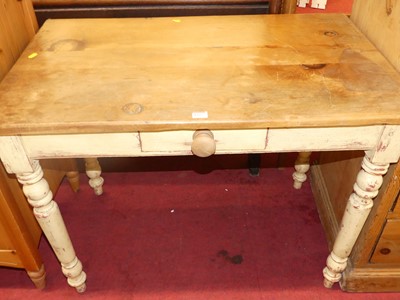 Lot 1392 - A rustic pine and part cream painted single...