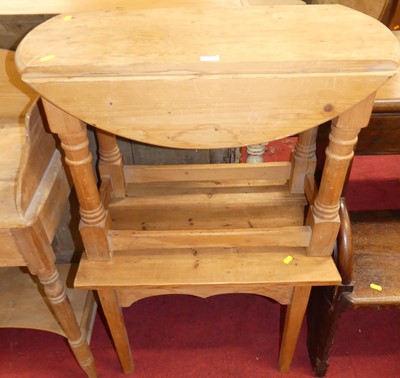 Lot 1399 - A pine low dropflap occasional table; together...