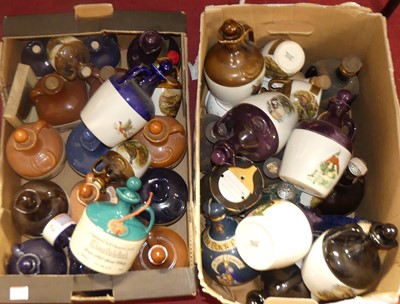 Lot 1501 - Two boxes of assorted whisky stoneware flagons,...