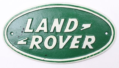 Lot 2099 - A Painted Cast Iron Sign For Land Rover