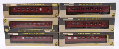 Lot 467 - Six Wrenn ‘Pullman’ LMS red coaches: one W6009...