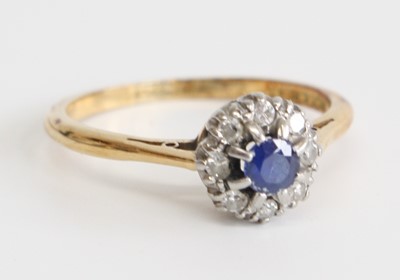 Lot 2698 - A yellow and white metal, sapphire and diamond...