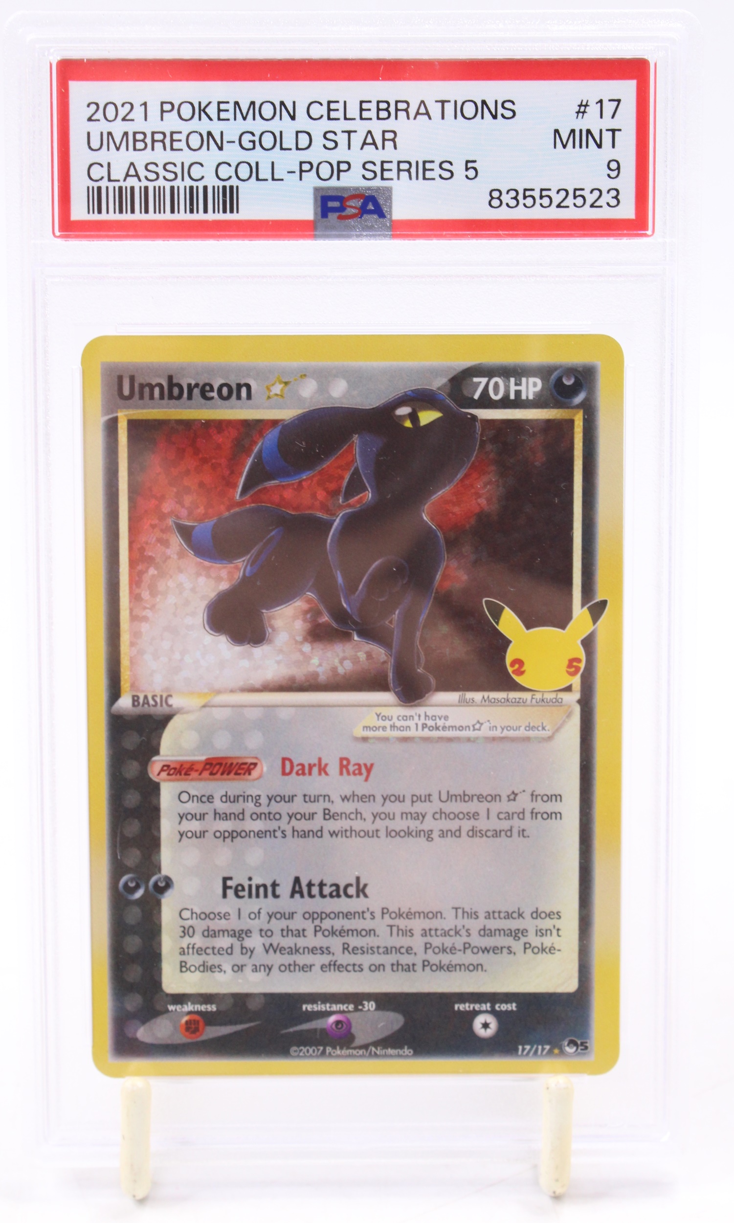 Umbreon outlet Gold Star 17/17 2021 Pokémon Celebrations PSA 9