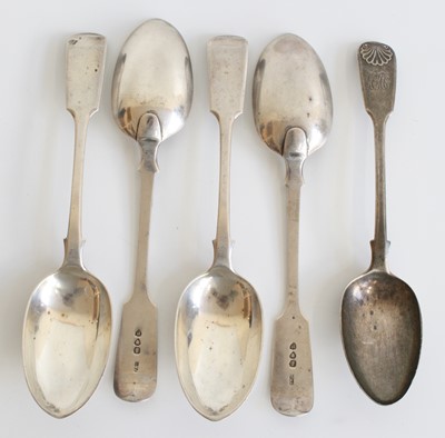 Lot 2166 - A set of four Victorian silver serving spoons,...