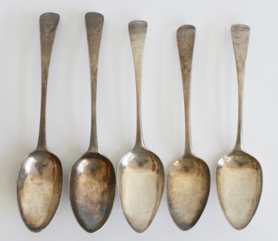 Lot 2154 - Three George III silver tablespoons by the...