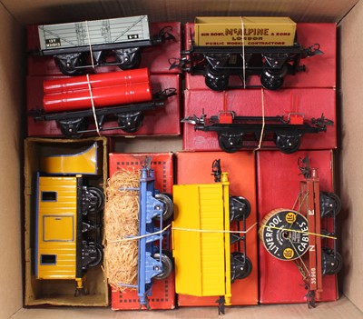 Lot 123 - Eight items of Hornby 0-gauge goods wagons....