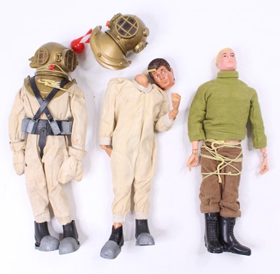 Lot 1845 - Three various vintage Action Man Palitoy dolls,...