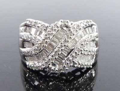 Lot 2745 - A white metal diamond multi-row crossover...