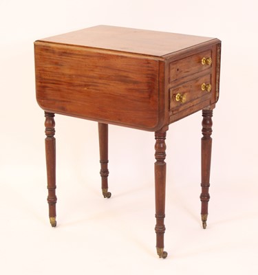 Lot 2518 - A Regency mahogany needlework table, the fall...