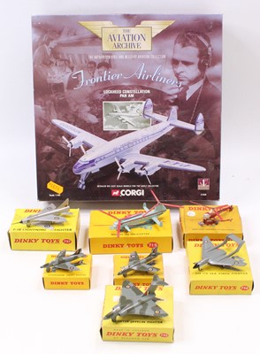 Lot 1370 - Dinky toys group of seven Aircraft models to...