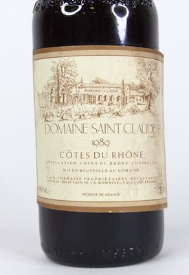 Lot 1038 - Domaine Saint Claude 1989 Côte du Rhône, 20...