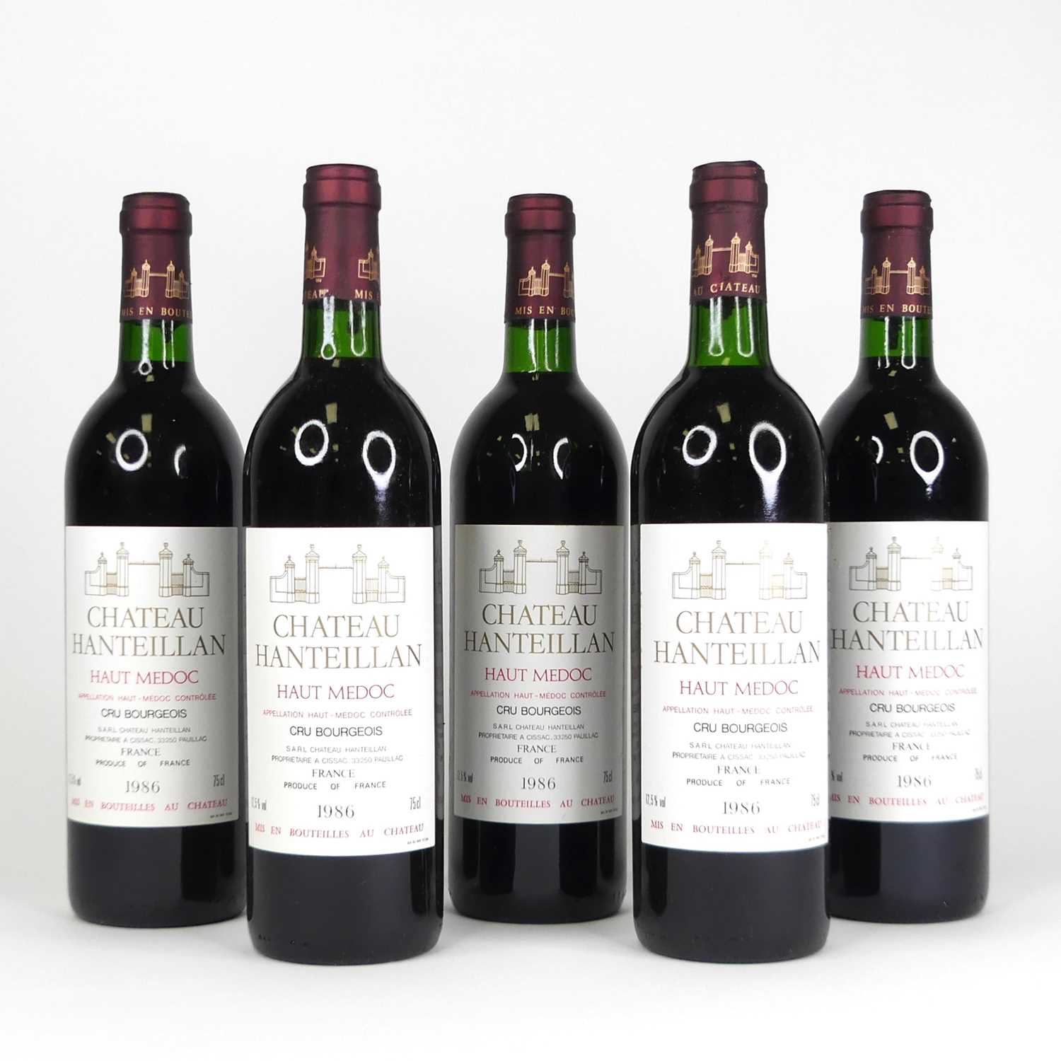 Lot 1052 - Chateau Hanteillan 1986 Haut Medoc, 5 bottles