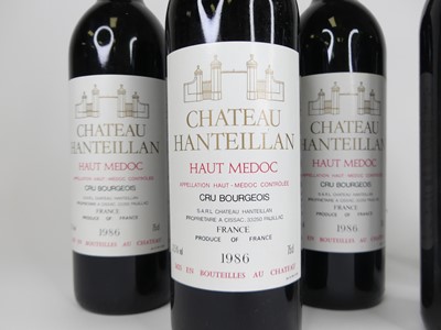Lot 1052 - Chateau Hanteillan 1986 Haut Medoc, 5 bottles