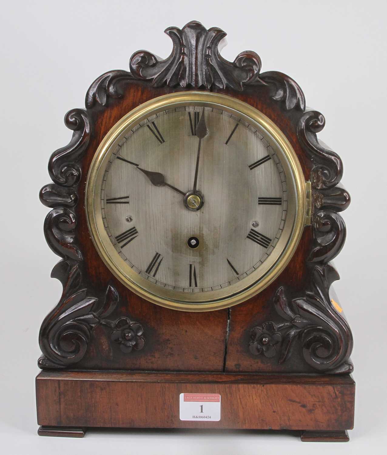 Lot 1 - A William IV rosewood cased mantel clock, the...