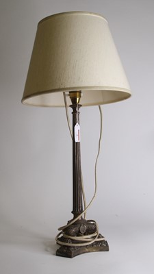 Lot 2 - A late 19th century silver plated table lamp...