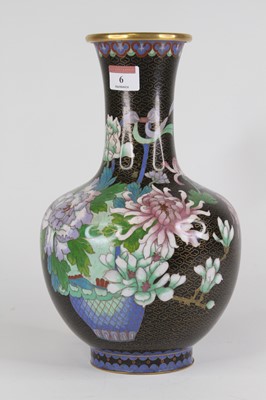 Lot 6 - A Chinese cloisonne enamel vase of baluster...